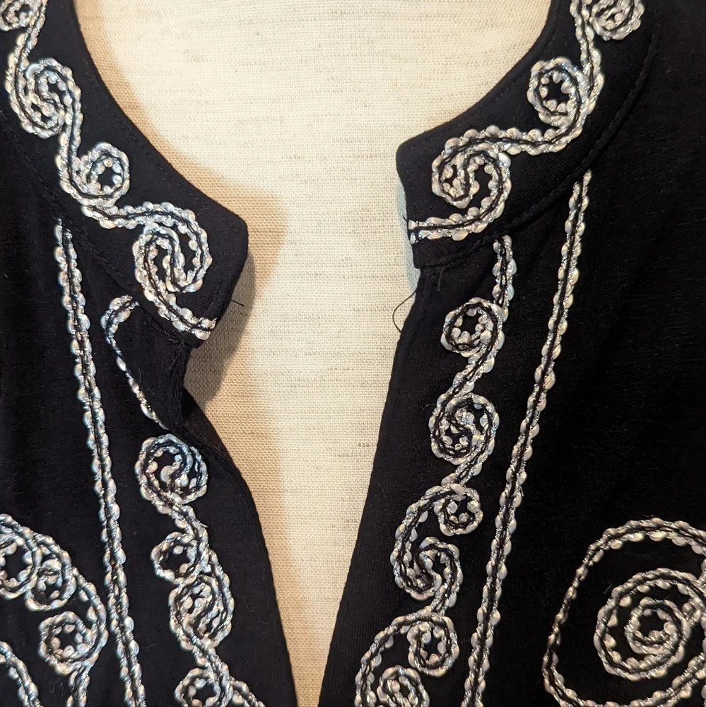 Lauren Michelle Embellished Blk Tunic Sz L - Picture 4 of 7